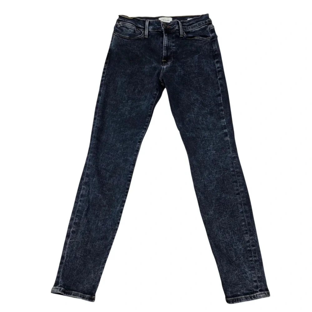 FRAME Le High Skinny Jeans Dark‎ Wash Acid Wash Size 28 Denim
